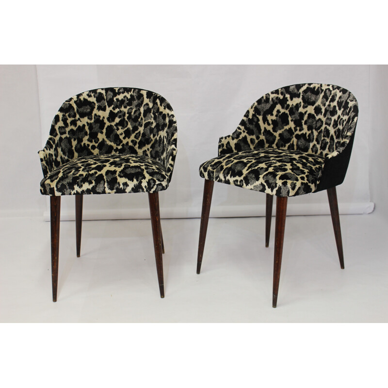 Cocktail armchairs with leopard pattern - 1970s