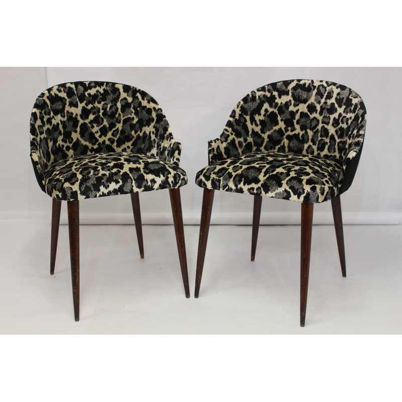 Petits fauteuils cocktail motif leopard - 1970