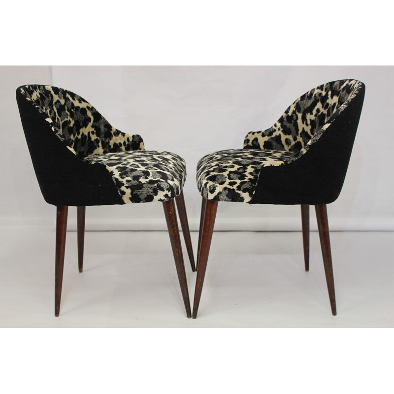 Petits fauteuils cocktail motif leopard - 1970