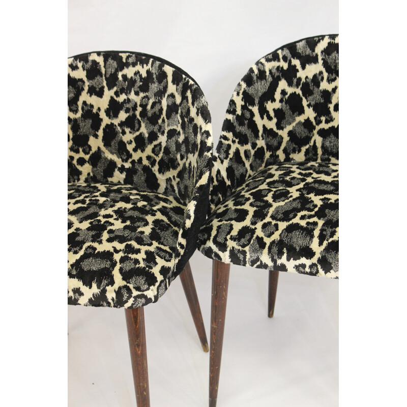 Petits fauteuils cocktail motif leopard - 1970