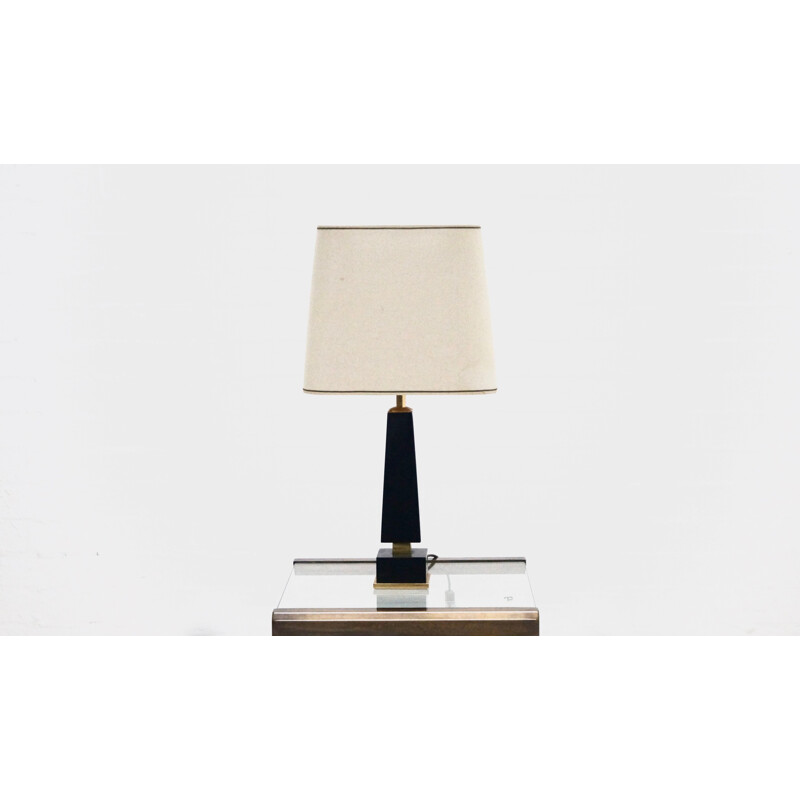 Mid-century black marble table lamp - 1970s