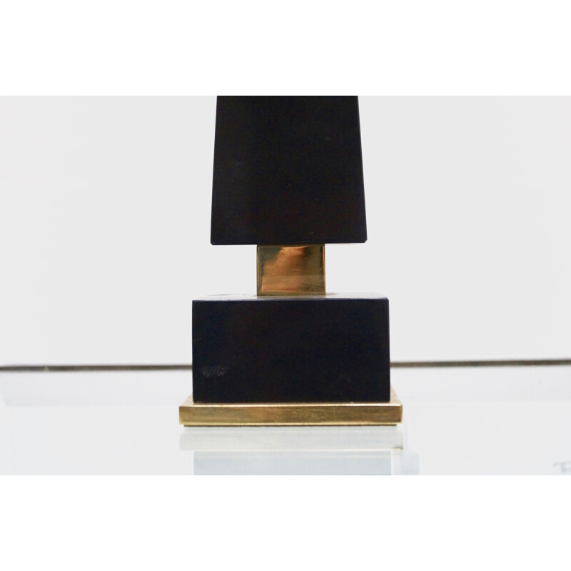 Mid-century black marble table lamp - 1970s