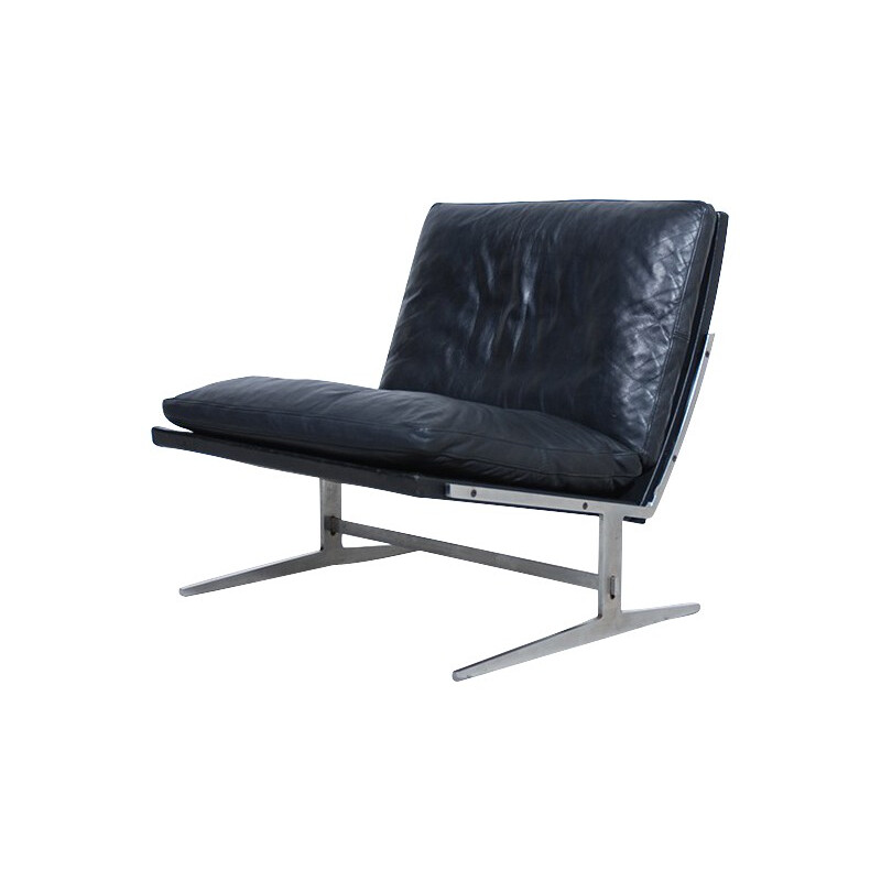 Low chair "BO561" in black leather, Preben FABRICIUS & Jørgen KASTHOLM - 1960s