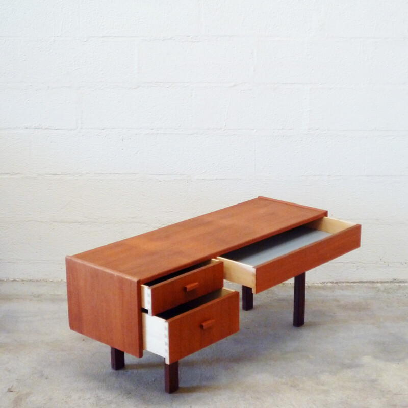 L-shaped low chest of drawers in teak - 1960s