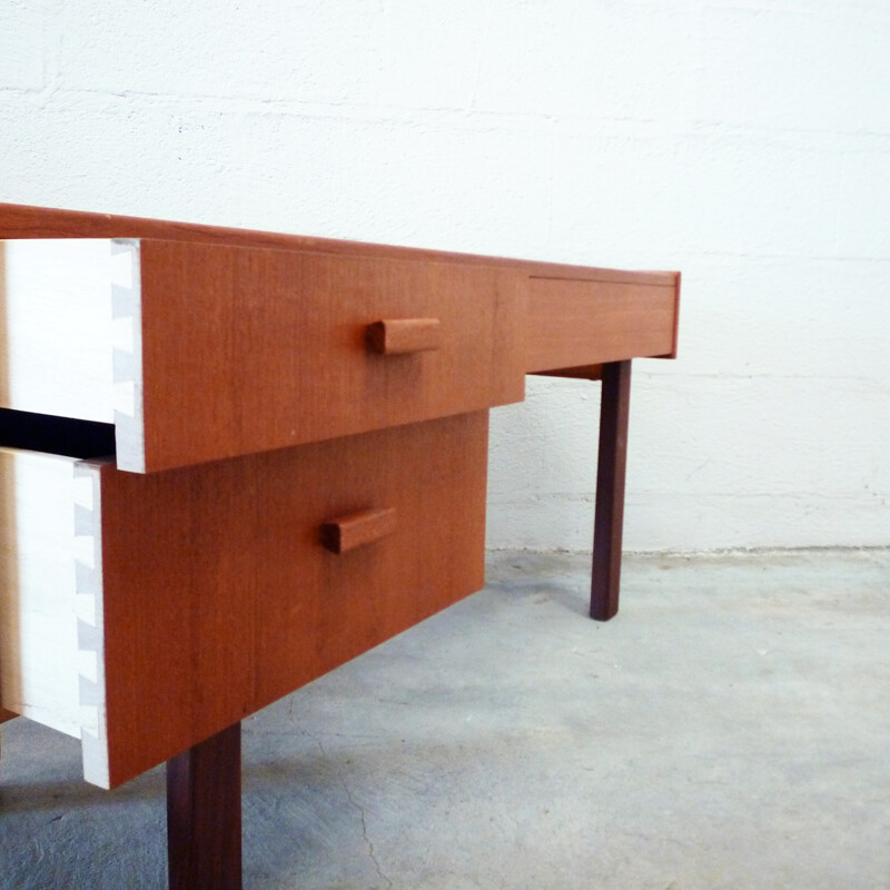 L-shaped low chest of drawers in teak - 1960s