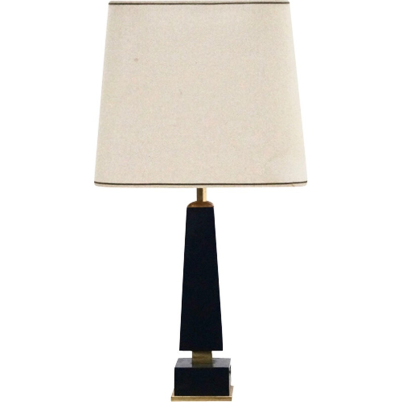 Mid-century black marble table lamp - 1970s