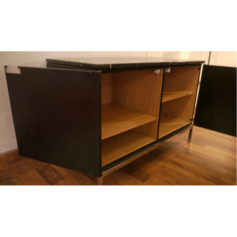 Sideboard with a black marble table top, Florence KNOLL - 1980s