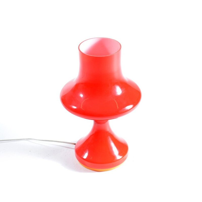 Tall plasic red table lamp by Stefan Tabery, OPP Jihlava - 1970s