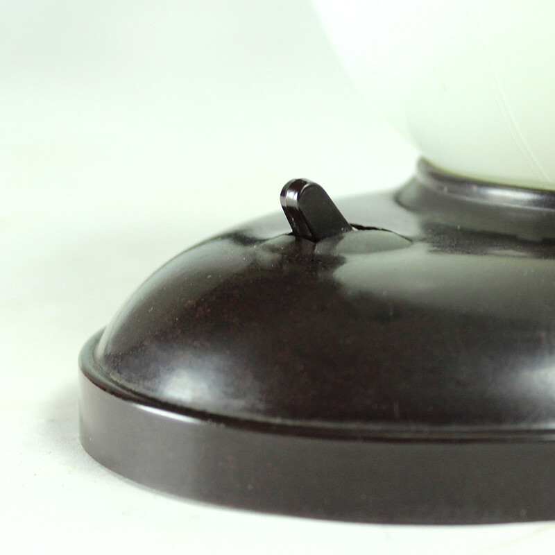 Lámpara de mesa de cristal negro y plástico - 1950