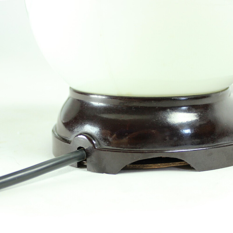 Lampada da tavolo in vetro nero e plastica - 1950