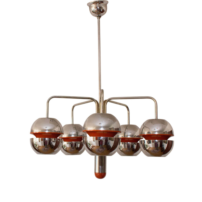 ''Atomic Age'' chandelier in chromed metal, Belgium - 1960s