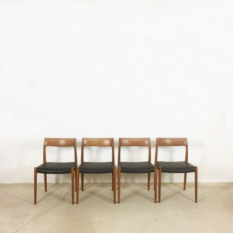 Set of 4 teak chair no. 7 by Nils Moller for Moller Models, Denmark  - 1960s