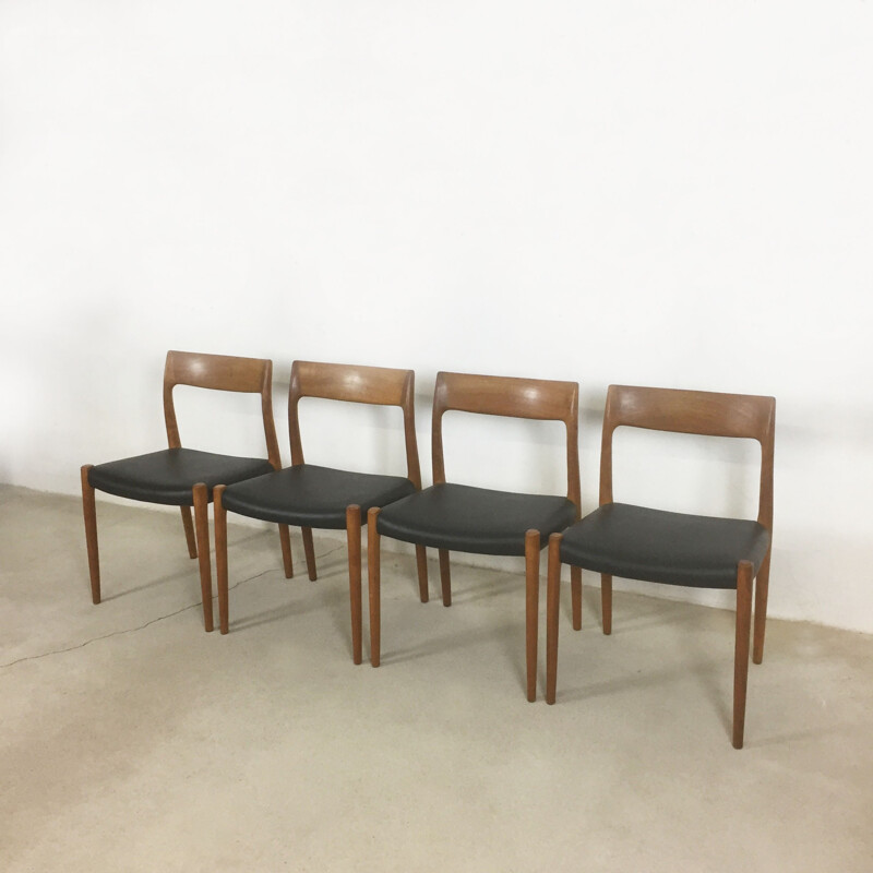 Set of 4 teak chair no. 7 by Nils Moller for Moller Models, Denmark  - 1960s