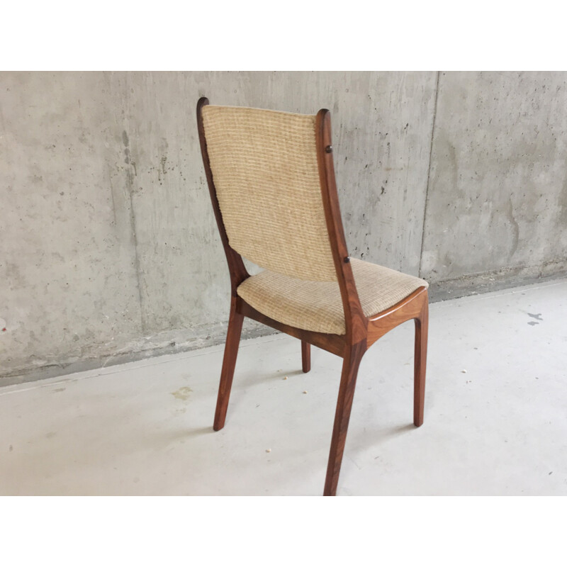 Set of 4 Danish dining chairs in solid rosewood and beige tissu - 1960s