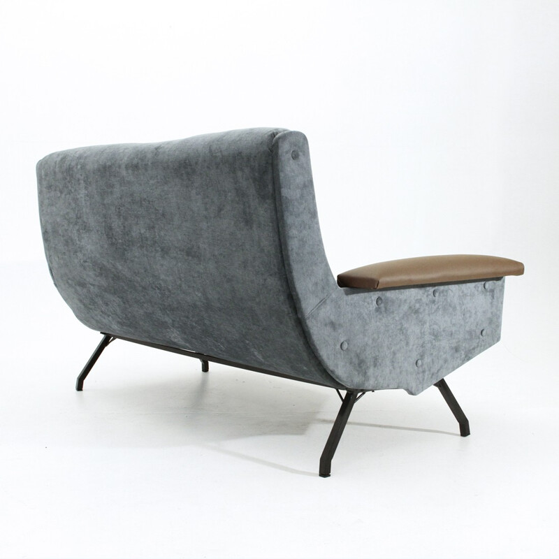 Italian mid century sofa with skai armrests