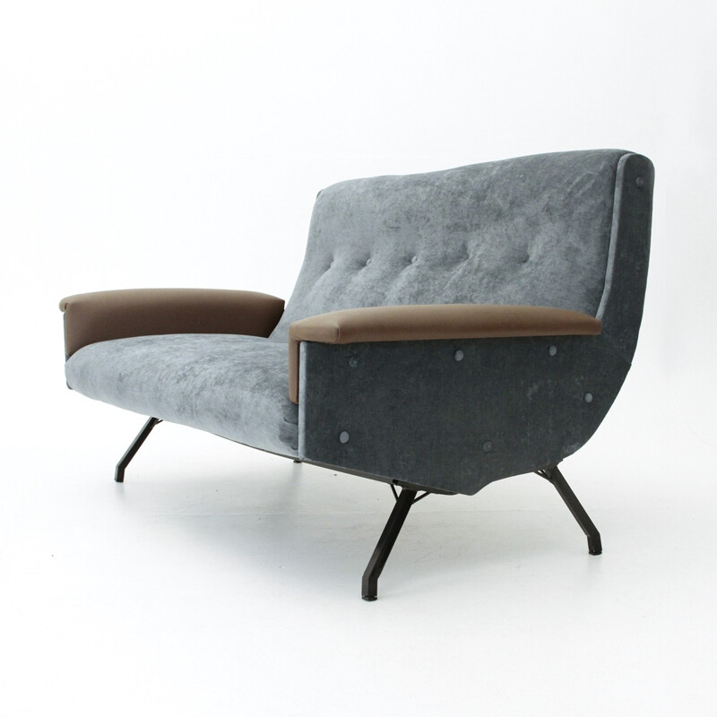 Italian mid century sofa with skai armrests