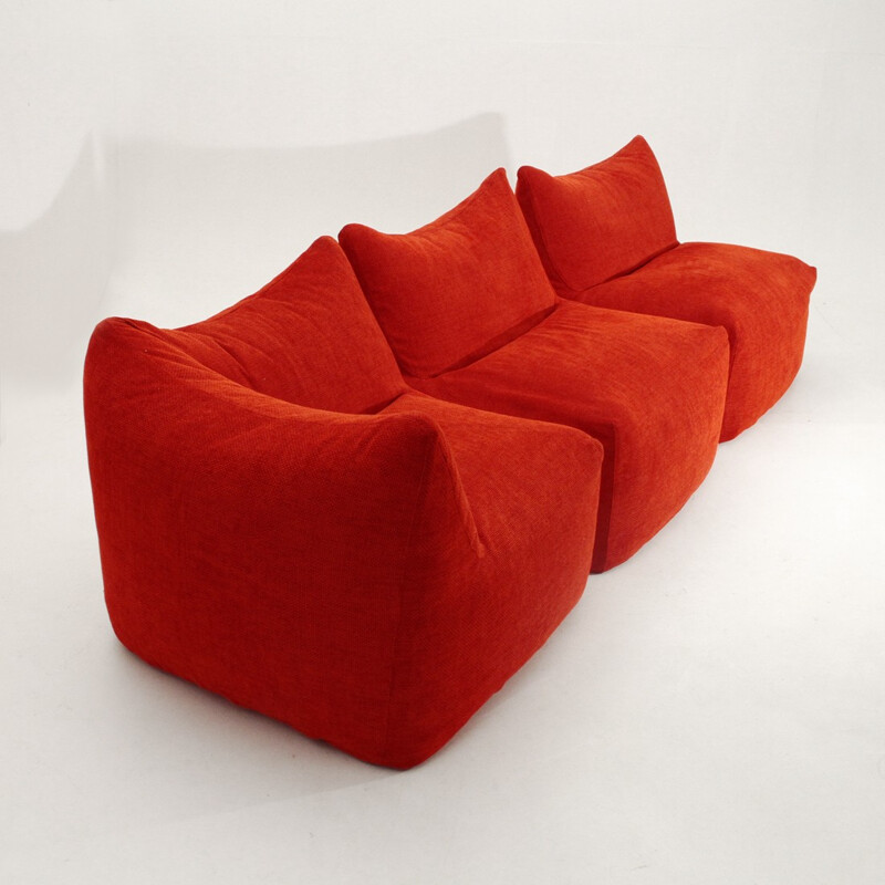 Set of 3 red modular easy chairs model Le Bambole by Mario Bellini for B&B Italia - 1970s