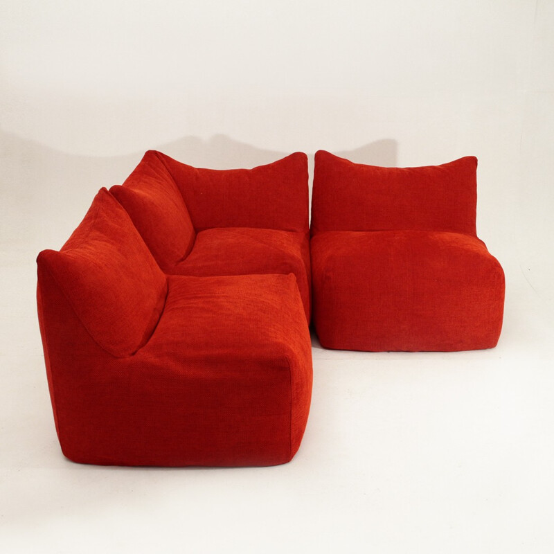 Set of 3 red modular easy chairs model Le Bambole by Mario Bellini for B&B Italia - 1970s
