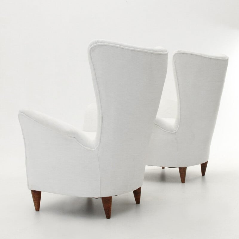 Paire de fauteuils italiens en velours blanc - 1950