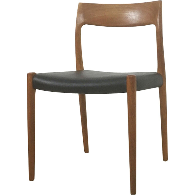 Set of 4 teak chair no. 7 by Nils Moller for Moller Models, Denmark  - 1960s