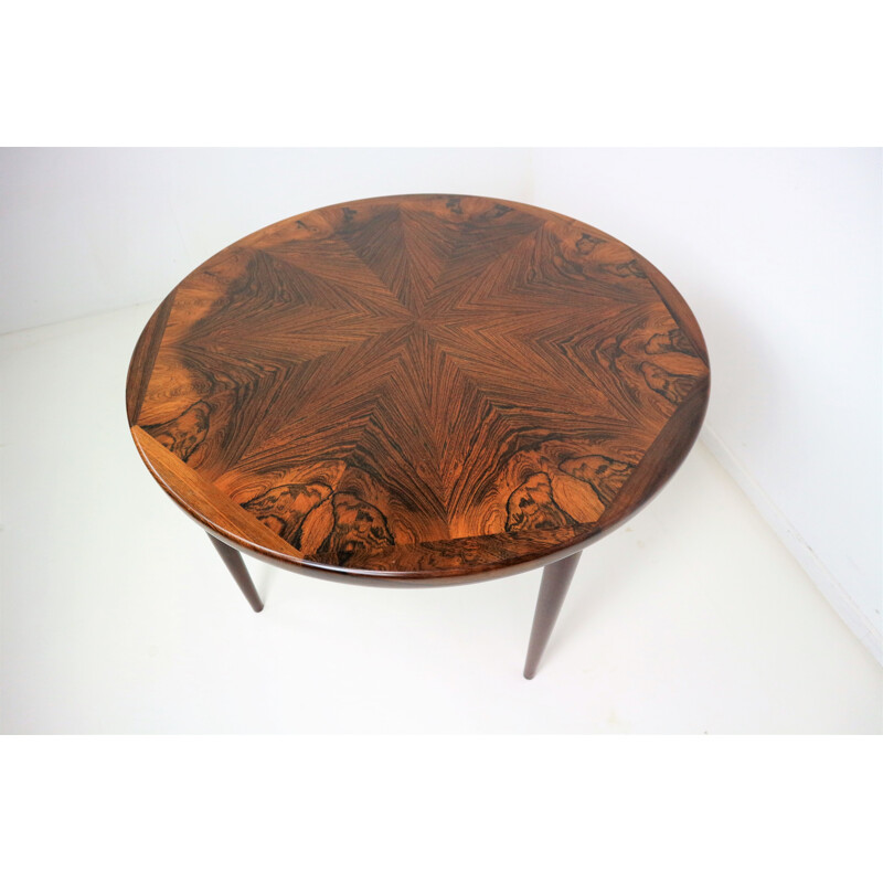 Table basse ronde en palissandre par W Mobler Spottrup  - 1970