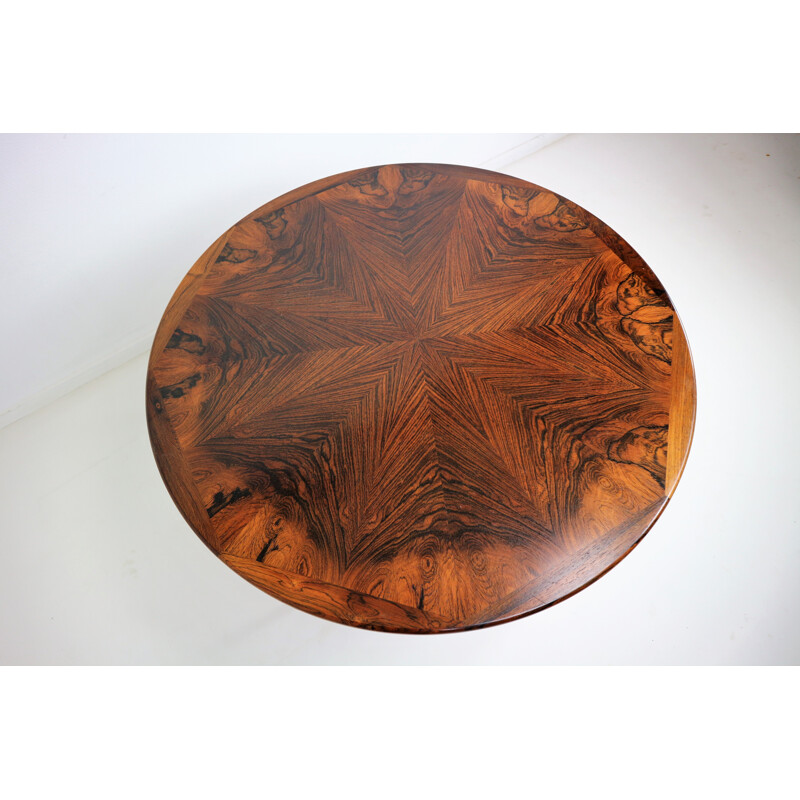 Round rosewood coffee Table for W Mobler Spottrup - 1970s