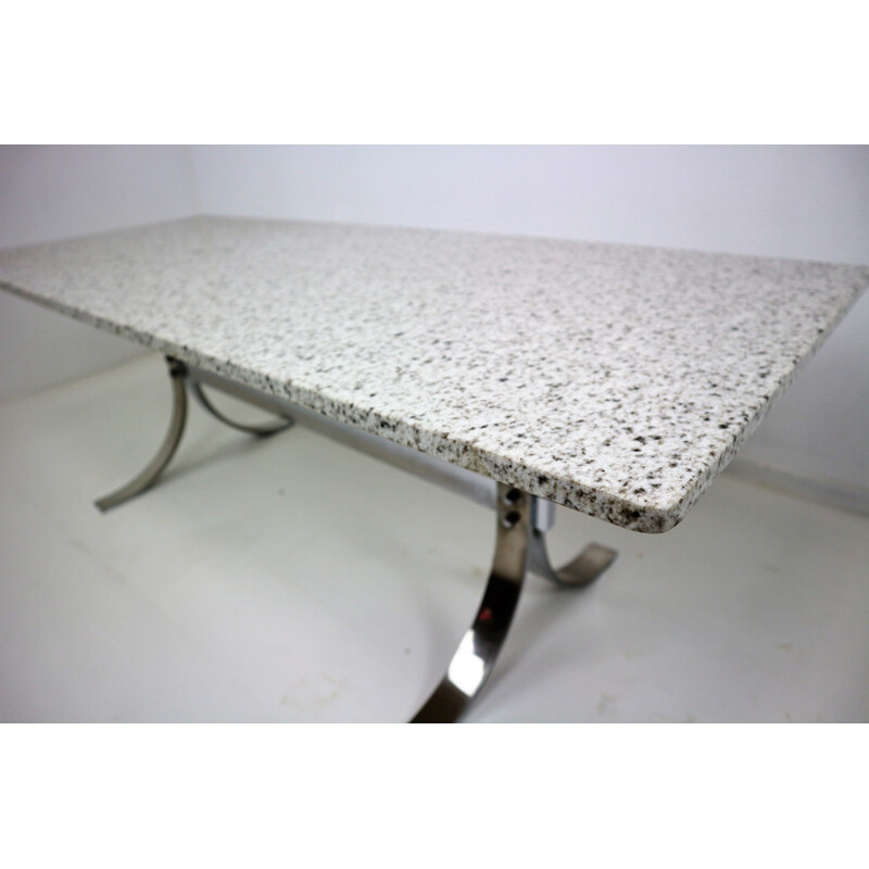Granite and chrome coffee table by Milo Baughman - 1970s