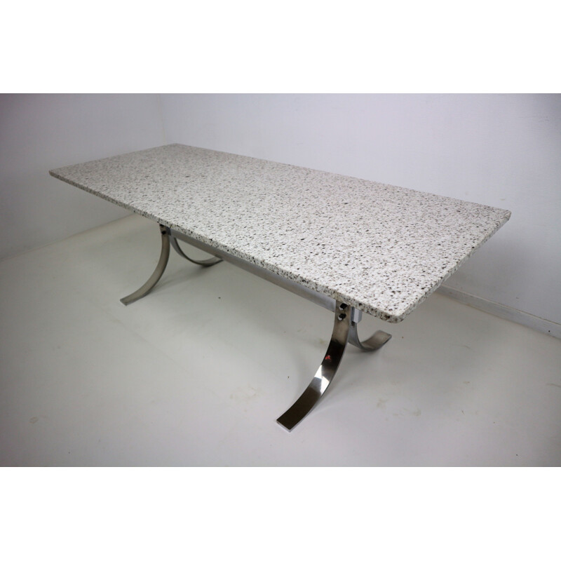 Granite and chrome coffee table by Milo Baughman - 1970s