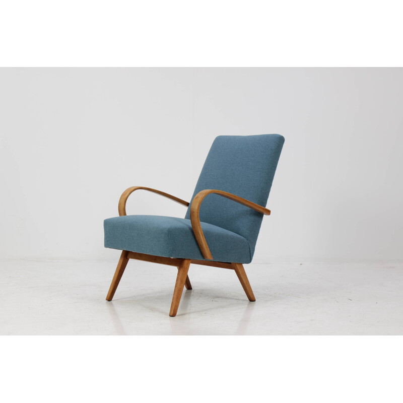 Blue bentwood lounge chair produced by Thonet - 1960s