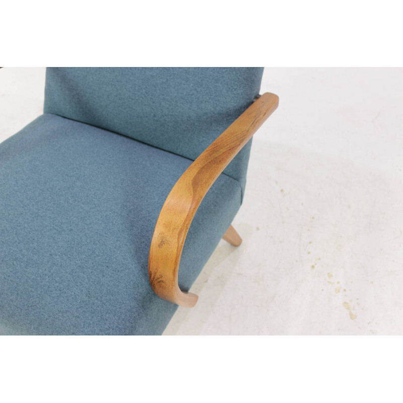 Blue bentwood lounge chair produced by Thonet - 1960s