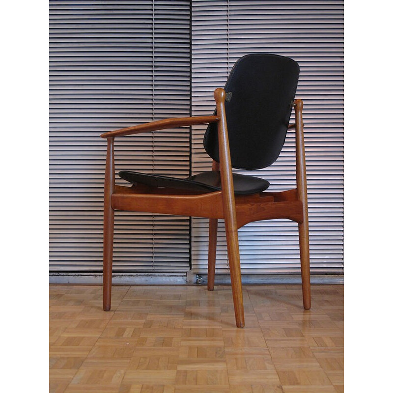 Fauteuil en teck et cuir modèle 204 d'Arne Vodder - 1950