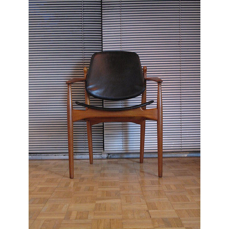 Model 204 teak & leather armchair by Arne Vodde - 1950s