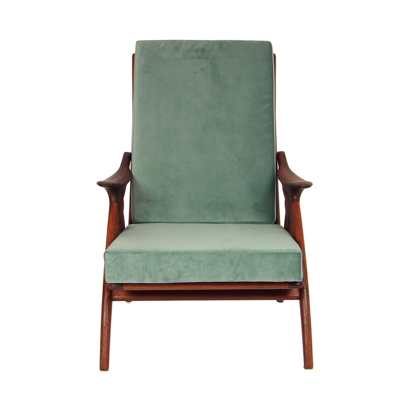 "Gelderland De Ster" green velvet armchair - 1960s