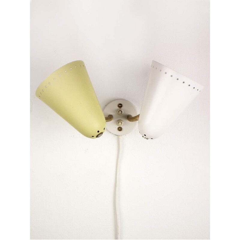 White and yellow wall lamp by Hala Zeist - 1950s