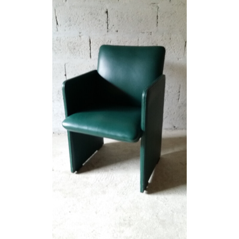 Green easy chair in leather by Luigi Massoni produced by Poltrona Frau - 1950s