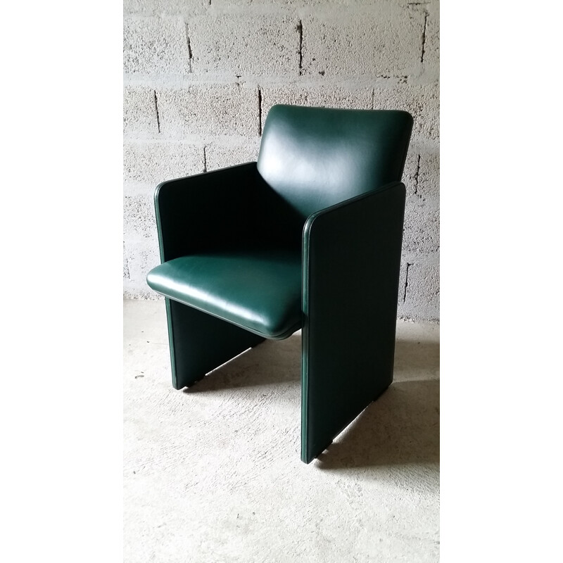 Green easy chair in leather by Luigi Massoni produced by Poltrona Frau - 1950s