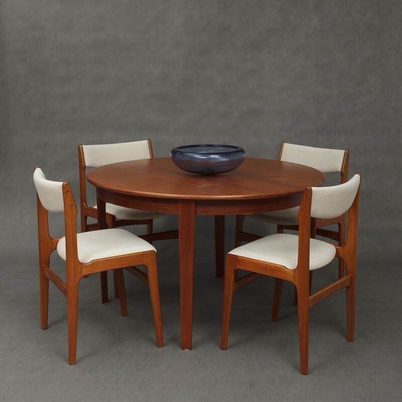 Pair of Danish teak chairs with linen upholstery - 1970s