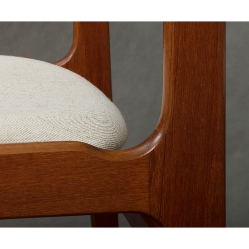 Pair of Danish teak chairs with linen upholstery - 1970s