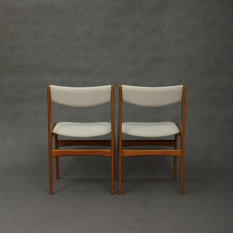 Paire de chaises danoises en teck avec rembourrage en lin - 1970