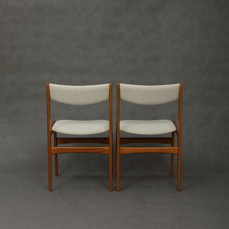 Pair of Danish teak chairs with linen upholstery - 1970s