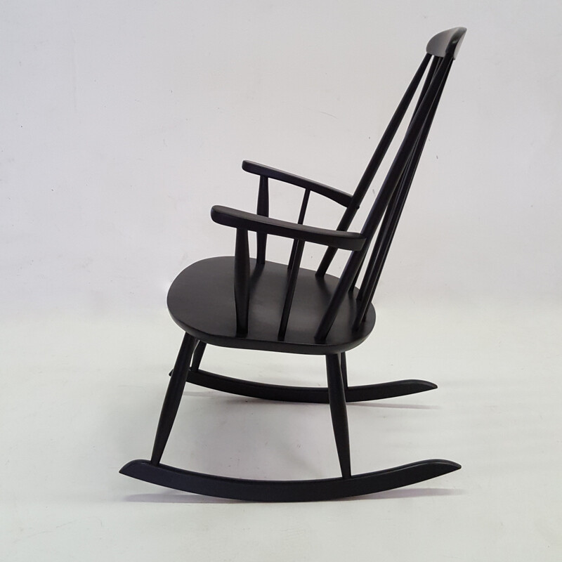 Fauteuil à bascule scandinave en hêtre par Rolan Rainer - 1950