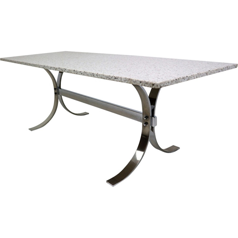 Granite and chrome coffee table by Milo Baughman - 1970s