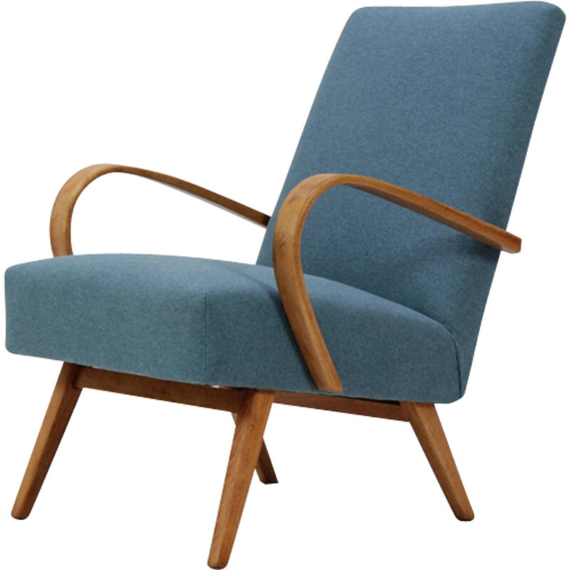 Blue bentwood lounge chair produced by Thonet - 1960s