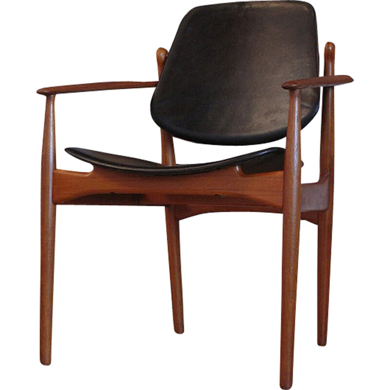 Model 204 teak & leather armchair by Arne Vodde - 1950s