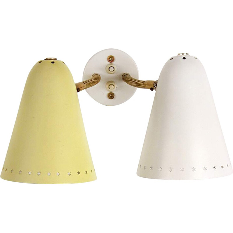 White and yellow wall lamp by Hala Zeist - 1950s