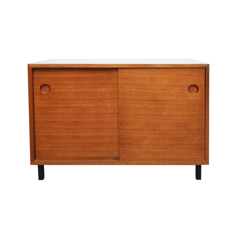 Vintage teak sideboard with sliding doors - 1960s