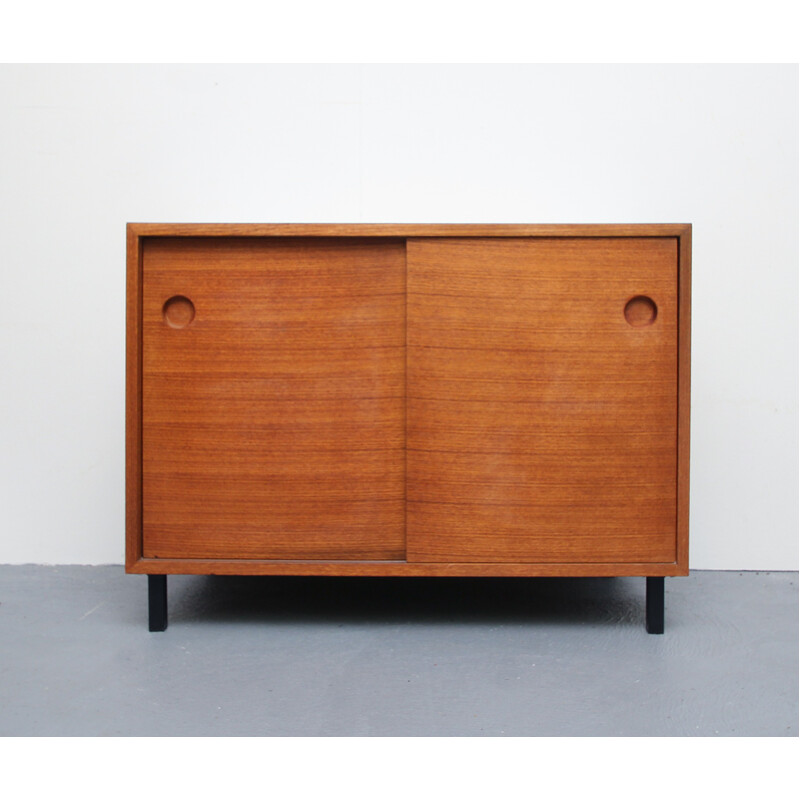 Vintage teak sideboard with sliding doors - 1960s