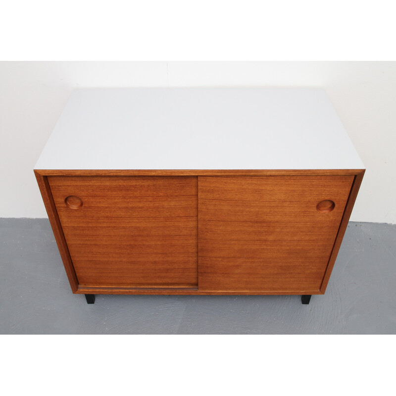 Vintage teak sideboard with sliding doors - 1960s