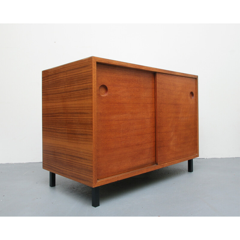 Vintage teak sideboard with sliding doors - 1960s