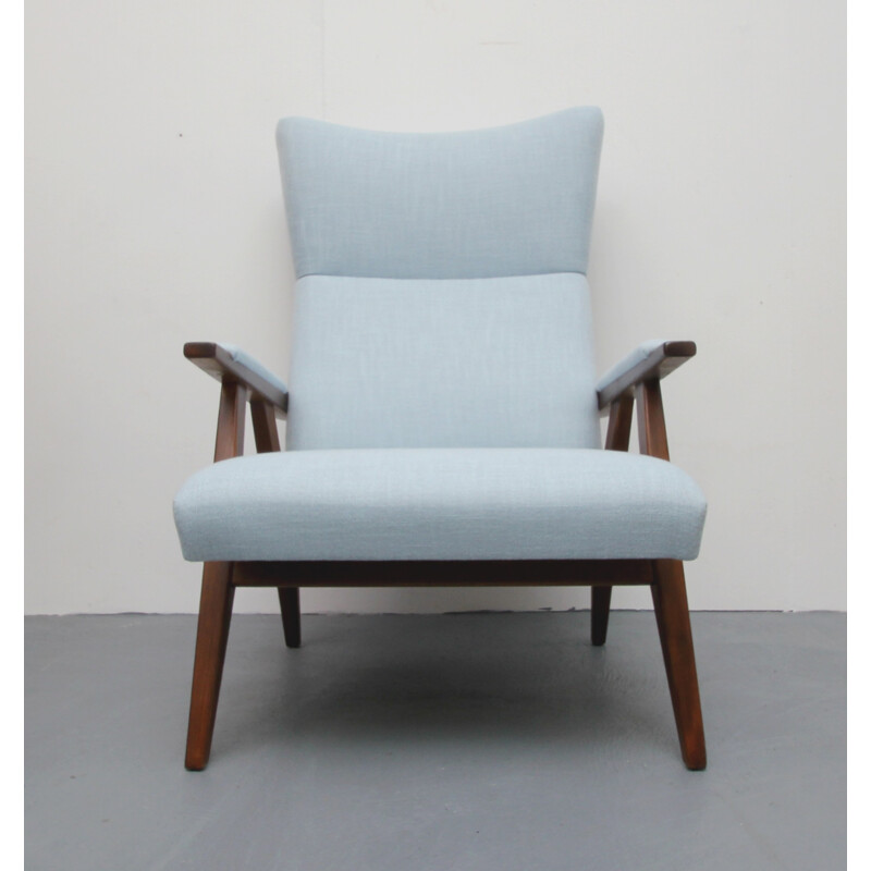 Vintage high back bleu armchair - 1950s